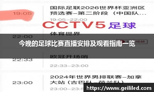 今晚的足球比赛直播安排及观看指南一览